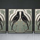 Sage Groen Mackintosh Zwart Vogels Art Deco Decor Tegeltje
