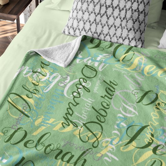 sage groen medium fleece blanket met naam