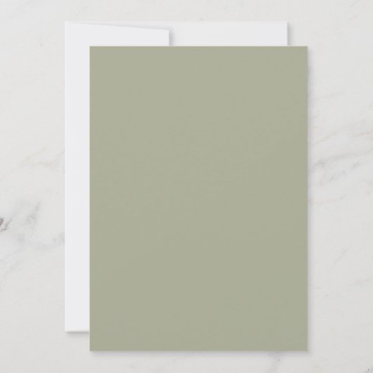 Sage Groen Minimale Kalligrafie Script Bruiloft Kaart (Achterkant)