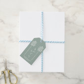 Sage Groen Minimalist Curly Floral Cadeaulabel (Met Touw)