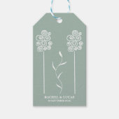 Sage Groen Minimalist Curly Floral Cadeaulabel (Voorkant)