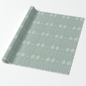 Sage Groen Minimalist Curly Floral Cadeaupapier (Uitgerold)