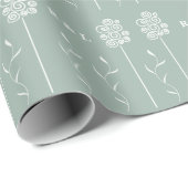Sage Groen Minimalist Curly Floral Cadeaupapier (Rol Hoek)