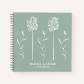 Sage Groen Minimalist Curly Floral Notitieboek (Voorkant)