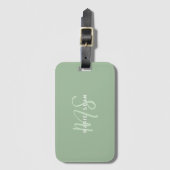 Sage Groen Minimalistisch Eenvoudig Twee Monogram Bagagelabel (Voorkant (verticaal))
