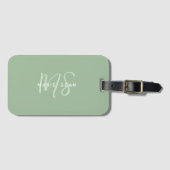 Sage Groen Minimalistisch Eenvoudig Twee Monogram Bagagelabel (Voorkant (horizontaal))