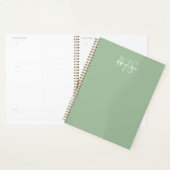 Sage Groen Minimalistisch Eenvoudig Twee Monogram Planner (Display)