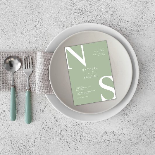 Sage Groen Minimalistisch Elegant Bold Initiaal Br Kaart