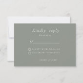 Sage groen Minimalistisch Elegant Bruiloft RSVP-ka RSVP Kaartje (Voorkant)