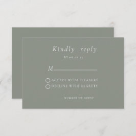 Sage groen Minimalistisch Elegant Bruiloft RSVP-ka RSVP Kaartje