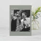 Sage Groen Minimalistisch Elegant Foto Save the da Kaart (Staand voorkant)