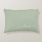 Sage Groen Minimalistisch Modern Monogram Elegant Accent Kussen (Voorkant)