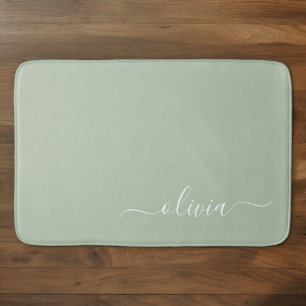 Sage Groen Minimalistisch Modern Monogram Elegant Badmat