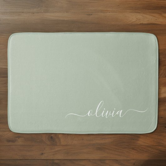 Sage Groen Minimalistisch Modern Monogram Elegant Badmat