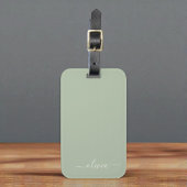 Sage Groen Minimalistisch Modern Monogram Elegant Bagagelabel
