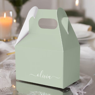 Sage Groen Minimalistisch Modern Monogram Elegant Bedankdoosjes