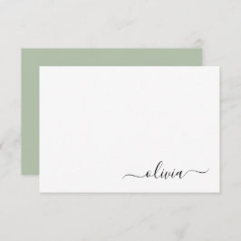 Sage Groen Minimalistisch Modern Monogram Elegant Bedankkaart