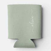 Sage Groen Minimalistisch Modern Monogram Elegant Blikjeskoeler (Achterkant)