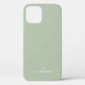 Sage Groen Minimalistisch Modern Monogram Elegant Case-Mate iPhone Case (Achterkant)
