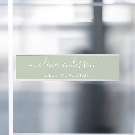 Sage Groen Minimalistisch Modern Monogram Elegant Deurbordje