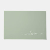 Sage Groen Minimalistisch Modern Monogram Elegant Deurmat (Voorkant)