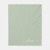 Sage Groen Minimalistisch Modern Monogram Elegant Fleece Deken (Voorkant)