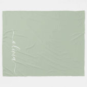 Sage Groen Minimalistisch Modern Monogram Elegant Fleece Deken (Voorkant (Horizontaal))
