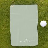 Sage Groen Minimalistisch Modern Monogram Elegant Golfhanddoek