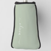 Sage Groen Minimalistisch Modern Monogram Elegant Golfheadcover (Draai 90)