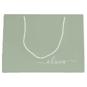 Sage Groen Minimalistisch Modern Monogram Elegant Groot Cadeauzakje (Voorkant)