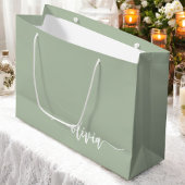 Sage Groen Minimalistisch Modern Monogram Elegant Groot Cadeauzakje