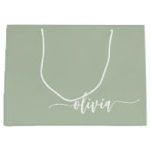 Sage Groen Minimalistisch Modern Monogram Elegant Groot Cadeauzakje (Voorkant)