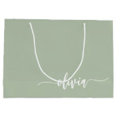 Sage Groen Minimalistisch Modern Monogram Elegant Groot Cadeauzakje (Achterkant)