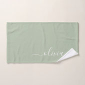 Sage Groen Minimalistisch Modern Monogram Elegant Handdoek (Handdoek)