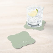 Sage Groen Minimalistisch Modern Monogram Elegant Kartonnen Onderzetters (Insitu)