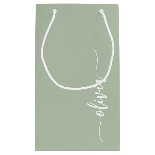 Sage Groen Minimalistisch Modern Monogram Elegant Klein Cadeauzakje (Achterkant)