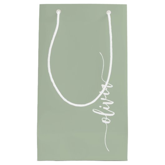 Sage Groen Minimalistisch Modern Monogram Elegant Klein Cadeauzakje (Voorkant)