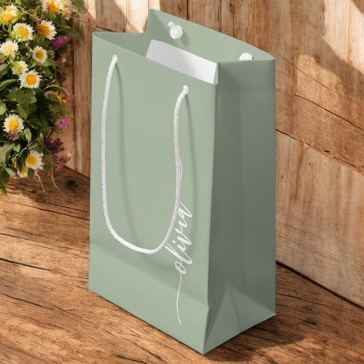 Sage Groen Minimalistisch Modern Monogram Elegant Klein Cadeauzakje
