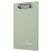 Sage Groen Minimalistisch Modern Monogram Elegant Klembord (Links)