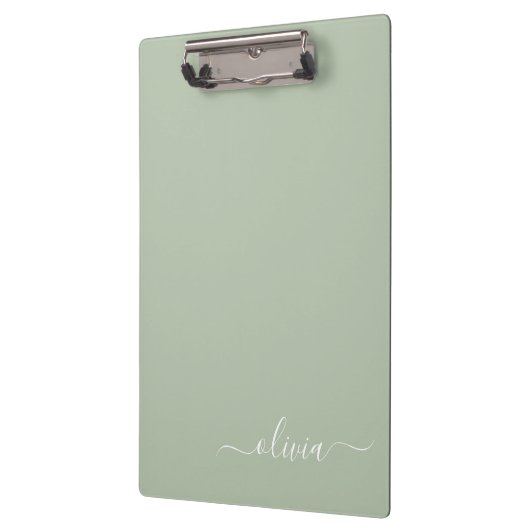 Sage Groen Minimalistisch Modern Monogram Elegant Klembord (Links)