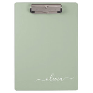 Sage Groen Minimalistisch Modern Monogram Elegant Klembord