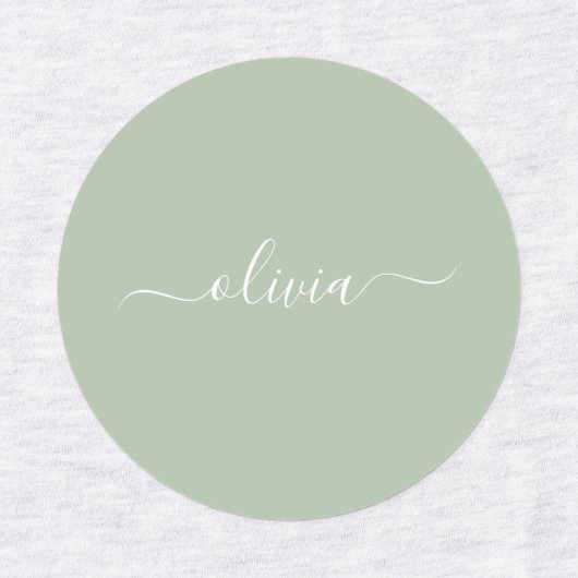 Sage Groen Minimalistisch Modern Monogram Elegant Labels (Design 1)