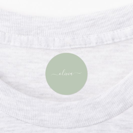 Sage Groen Minimalistisch Modern Monogram Elegant Labels (Aangebracht)