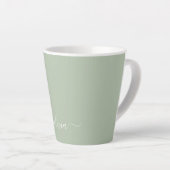 Sage Groen Minimalistisch Modern Monogram Elegant Latte Mok (Rechterhoek)