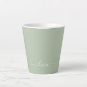 Sage Groen Minimalistisch Modern Monogram Elegant Latte Mok (Voorkant)