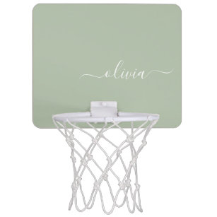 Sage Groen Minimalistisch Modern Monogram Elegant Mini Basketbalbord
