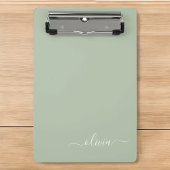 Sage Groen Minimalistisch Modern Monogram Elegant Mini Klembord