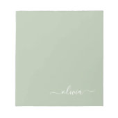 Sage Groen Minimalistisch Modern Monogram Elegant Notitieblok (Voorkant)