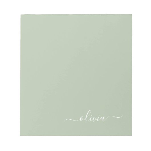 Sage Groen Minimalistisch Modern Monogram Elegant Notitieblok (Voorkant)