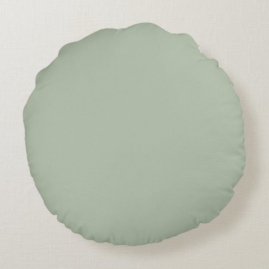 Sage Groen Minimalistisch Modern Monogram Elegant Rond Kussen (Achterkant)